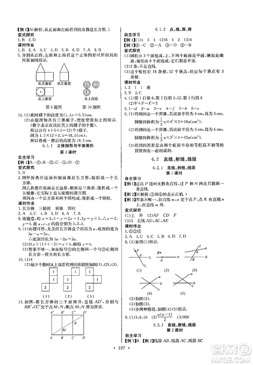 湖北教育出版社2024年秋长江全能学案同步练习册七年级数学上人教版答案