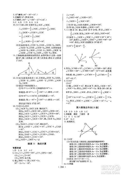 湖北教育出版社2024年秋长江全能学案同步练习册七年级数学上人教版答案