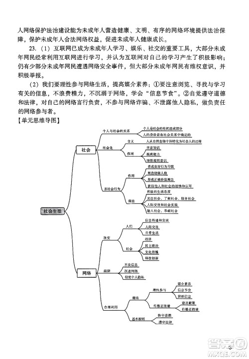 广州出版社2024年秋阳光学业评价八年级道德与法治上册人教版答案