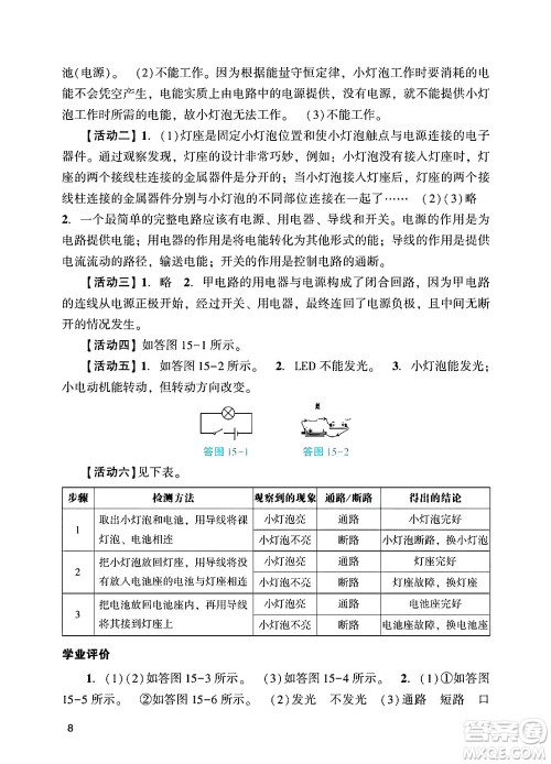 广州出版社2024年秋阳光学业评价九年级物理上册人教版答案