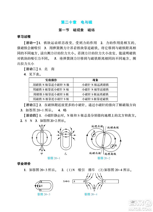 广州出版社2024年秋阳光学业评价九年级物理上册人教版答案