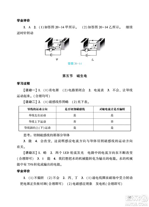 广州出版社2024年秋阳光学业评价九年级物理上册人教版答案