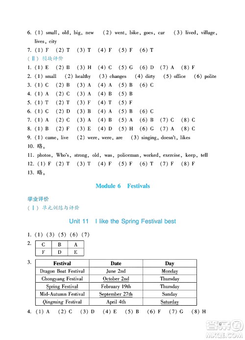 广州出版社2024年秋阳光学业评价六年级英语上册教科版答案