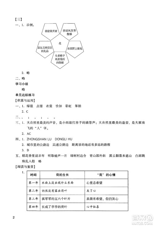 广州出版社2024年秋阳光学业评价六年级语文上册人教版答案