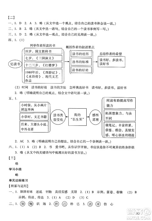 广州出版社2024年秋阳光学业评价五年级语文上册人教版答案