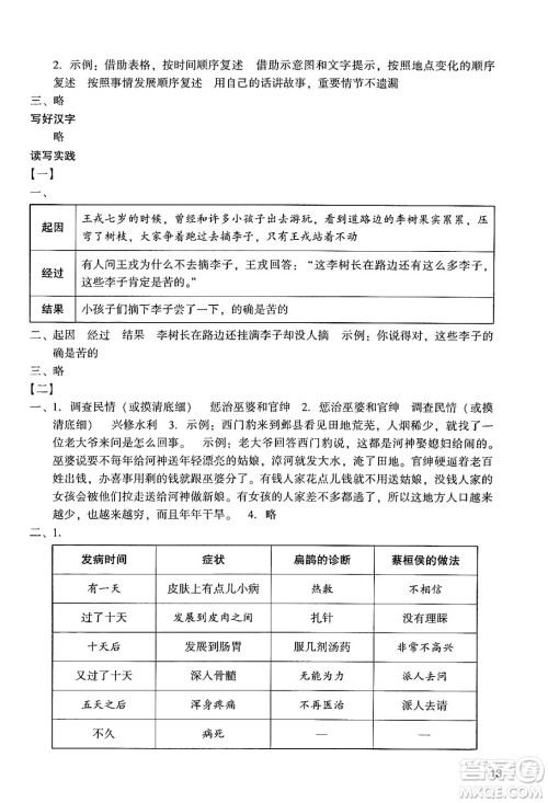 广州出版社2024年秋阳光学业评价四年级语文上册人教版答案