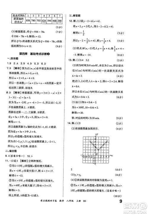 江西人民出版社2024年秋王朝霞考点梳理时习卷八年级数学上册北师大版答案