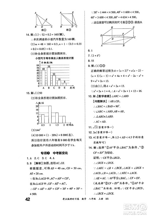 江西人民出版社2024年秋王朝霞考点梳理时习卷八年级数学上册华师版答案