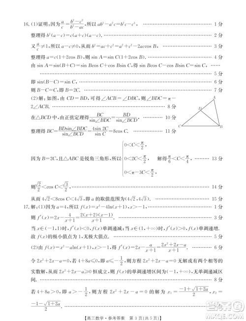 2025届湖北金太阳十月联考数学试卷答案