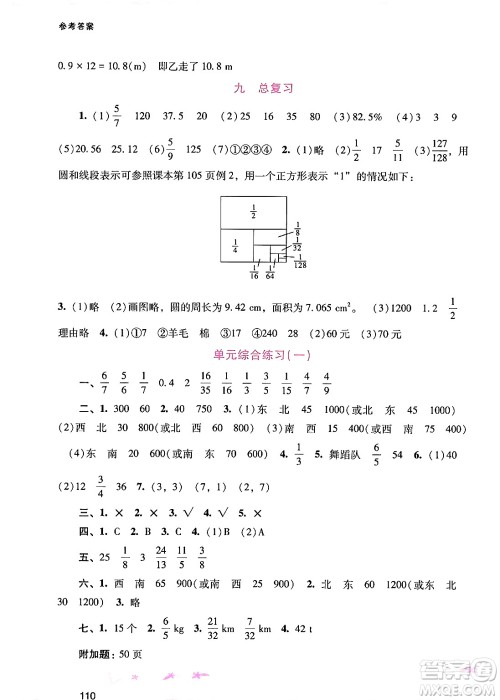 广西师范大学出版社2024年秋新课程学习辅导六年级数学上册人教版答案