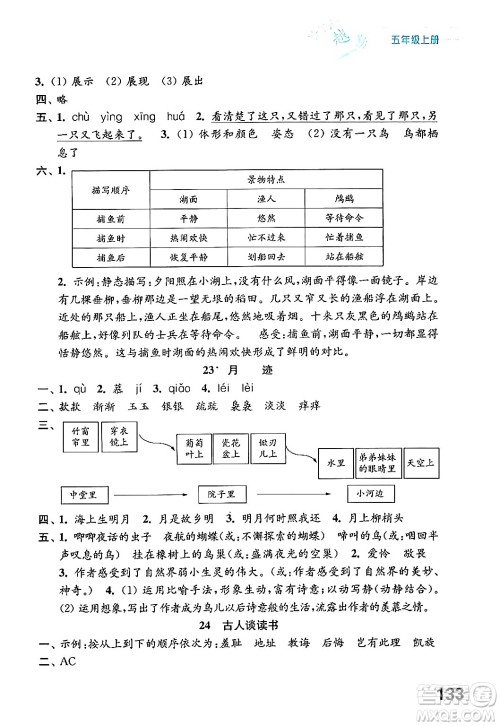江苏凤凰教育出版社2024年秋练习与测试小学语文五年级语文上册人教版答案 江苏凤凰教育出版社2024年秋练习与测试小学语文五年级语文上册人教版答案