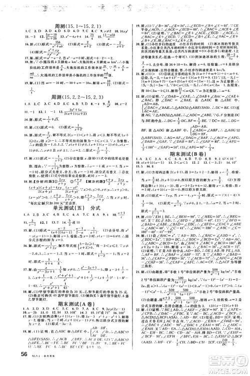 开明出版社2024年秋名校课堂八年级数学上册人教版答案