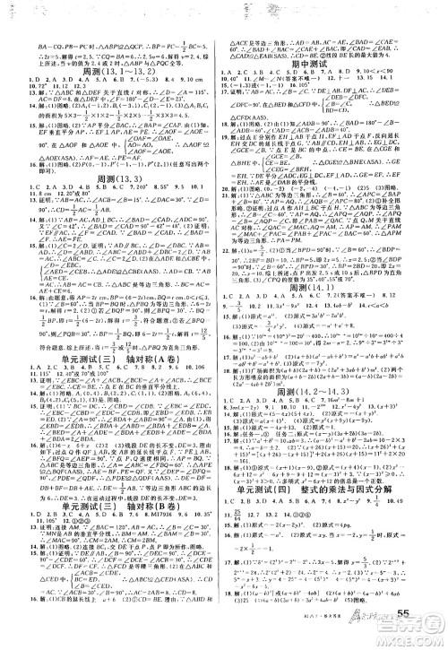 开明出版社2024年秋名校课堂八年级数学上册人教版答案