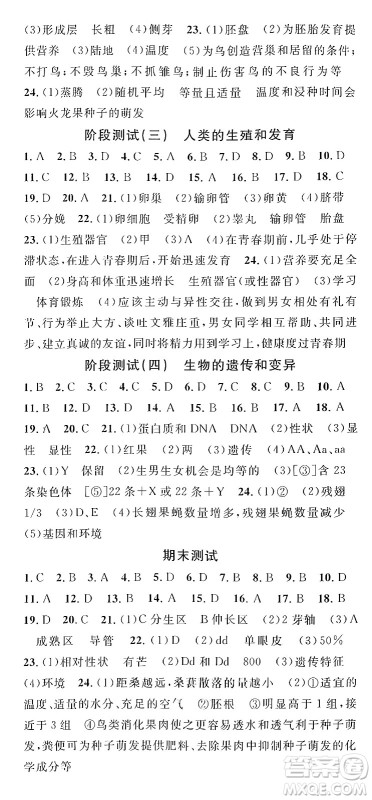 广东经济出版社2024年秋名校课堂八年级生物上册济南版答案