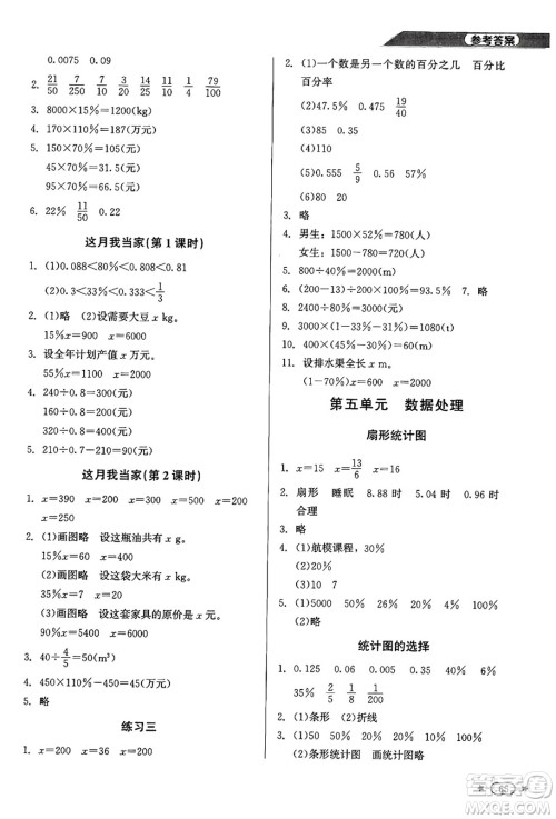 北京师范大学出版社2024年秋新课标同步单元练习六年级数学上册北师大版答案