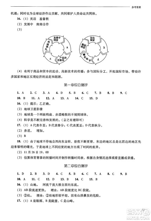 山西教育出版社2024年秋新课程问题解决导学方案七年级地理上册人教版答案