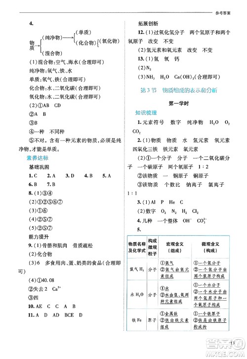 山西教育出版社2024年秋新课程问题解决导学方案九年级化学上册沪教版答案