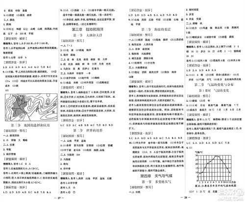 人民教育出版社2024年秋阳光课堂金牌练习册七年级地理上册人教版答案 人民教育出版社2024年秋阳光课堂金牌练习册七年级地理上册人教版答案