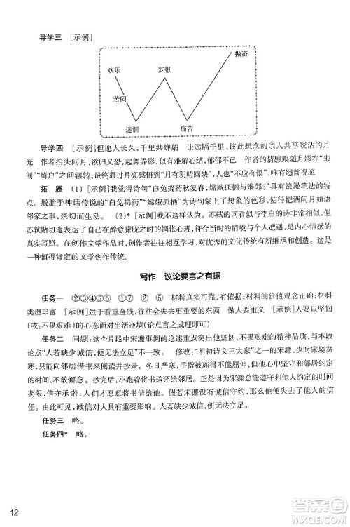 浙江教育出版社2024年秋语文作业本九年级语文上册通用版答案