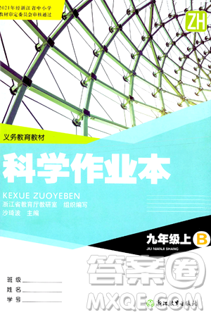 浙江教育出版社2024年秋科学作业本九年级科学上册浙教版答案