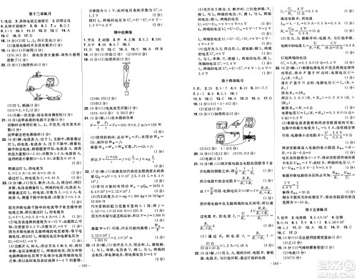 安徽师范大学出版社2024年秋课时A计划九年级物理上册沪粤版答案