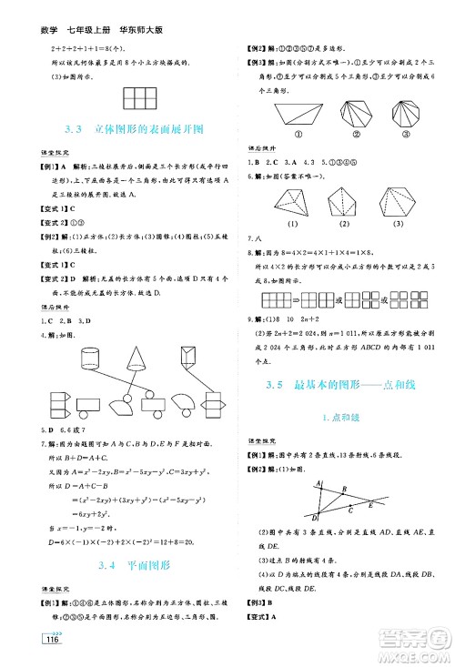 湖南教育出版社2024年秋学法大视野七年级数学上册华师版答案