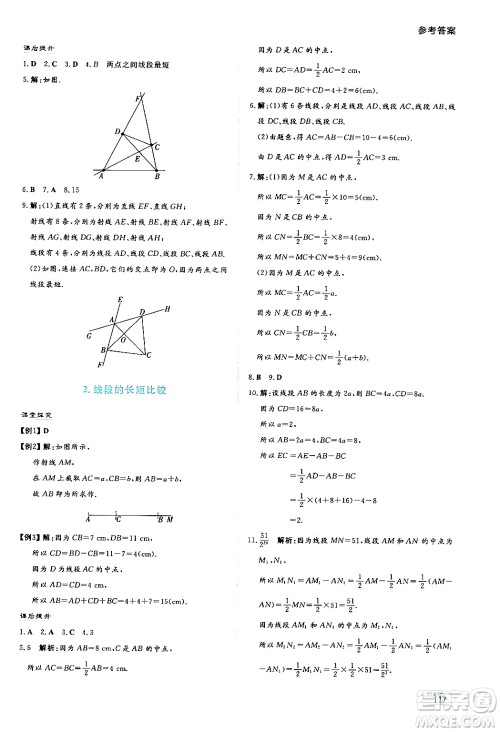 湖南教育出版社2024年秋学法大视野七年级数学上册华师版答案