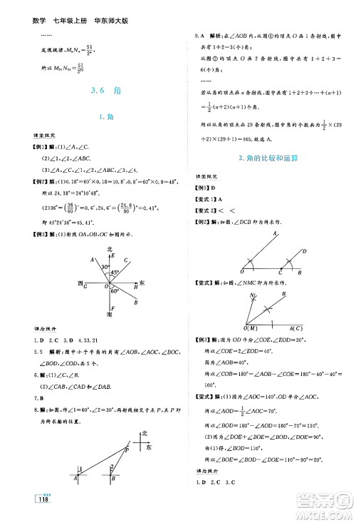 湖南教育出版社2024年秋学法大视野七年级数学上册华师版答案