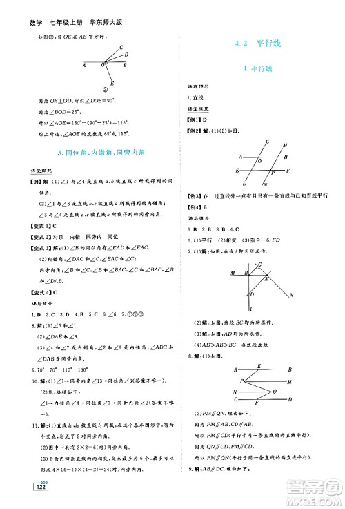 湖南教育出版社2024年秋学法大视野七年级数学上册华师版答案