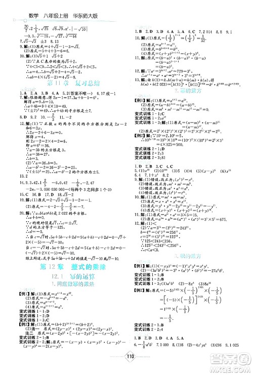 湖南教育出版社2024年秋学法大视野八年级数学上册华师版答案