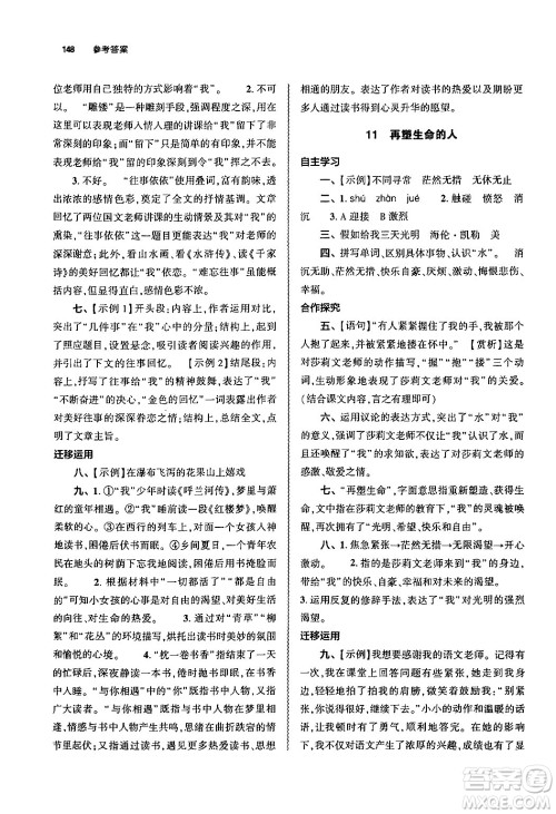 大象出版社2024秋初中同步练习册七年级语文上册人教版山东专版答案