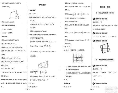 北京师范大学出版社2024秋初中同步练习册八年级数学上册北师大版答案