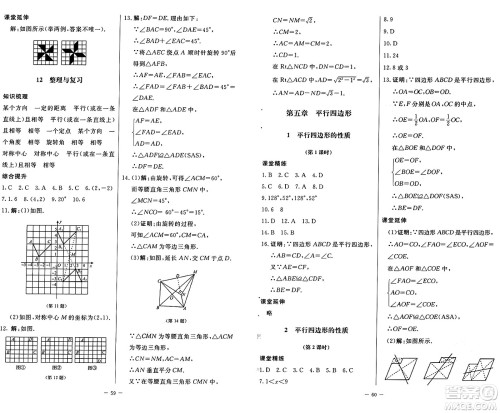 北京师范大学出版社2024秋初中同步练习册八年级数学上册鲁教版五四制答案