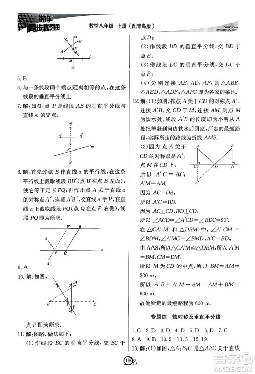 北京教育出版社2024秋初中同步练习册八年级数学上册青岛版答案