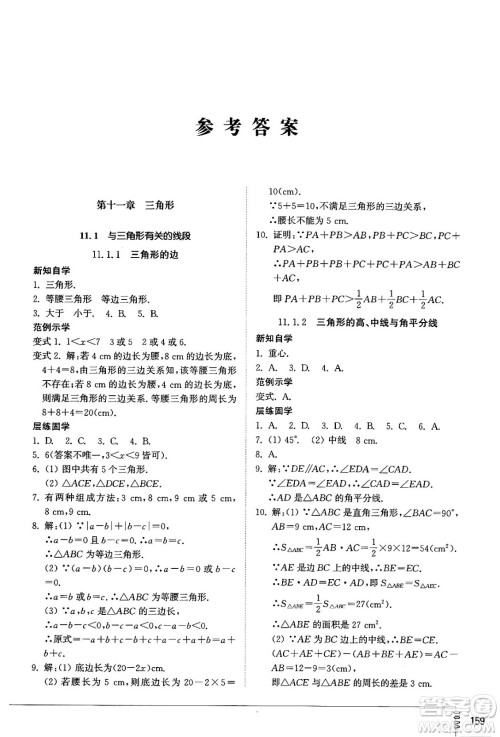 山东教育出版社2024秋初中同步练习册八年级数学上册人教版山东专版答案