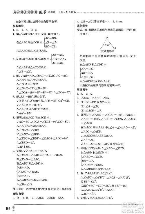 山东教育出版社2024秋初中同步练习册八年级数学上册人教版山东专版答案