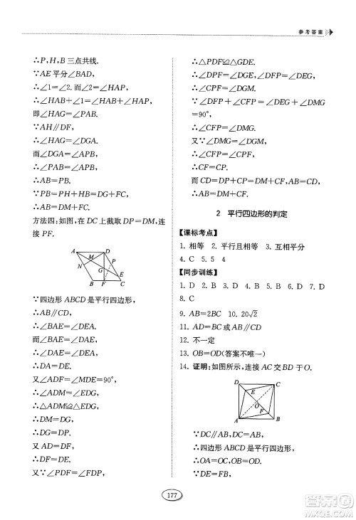 山东科学技术出版社2024秋初中同步练习册八年级数学上册鲁教版五四制答案