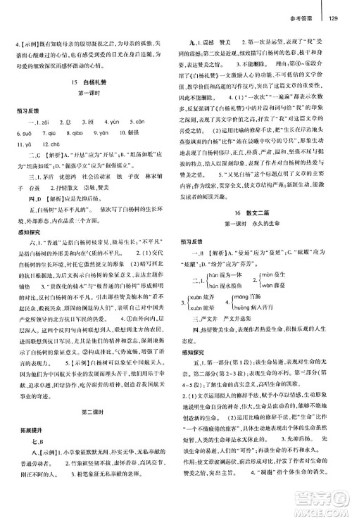 大象出版社2024秋初中同步练习册八年级语文上册人教版山东专版答案 大象出版社2024秋初中同步练习册八年级语文上册人教版山东专版答案
