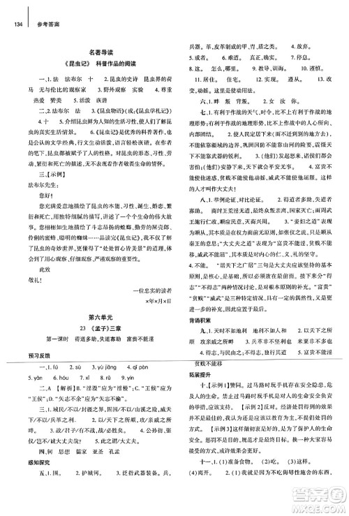 大象出版社2024秋初中同步练习册八年级语文上册人教版山东专版答案 大象出版社2024秋初中同步练习册八年级语文上册人教版山东专版答案