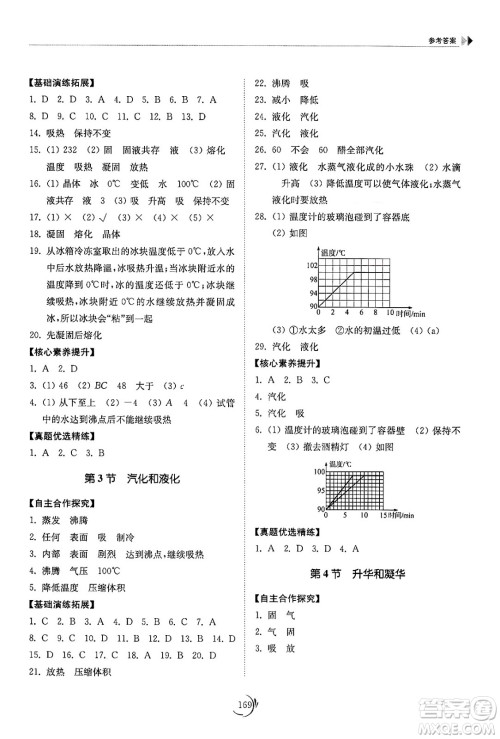 山东科学技术出版社2024秋初中同步练习册八年级物理上册人教版山东专版答案