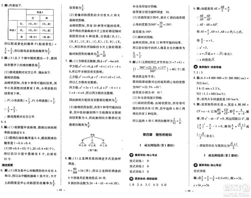 北京师范大学出版社2024秋初中同步练习册九年级数学上册北师大版答案