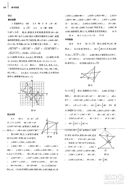 大象出版社2024秋初中同步练习册九年级数学上册人教版山东专版答案