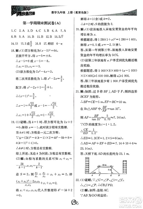 北京教育出版社2024秋初中同步练习册九年级数学上册青岛版答案