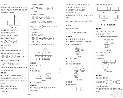 北京师范大学出版社2024秋初中同步练习册九年级数学上册鲁教版五四制答案