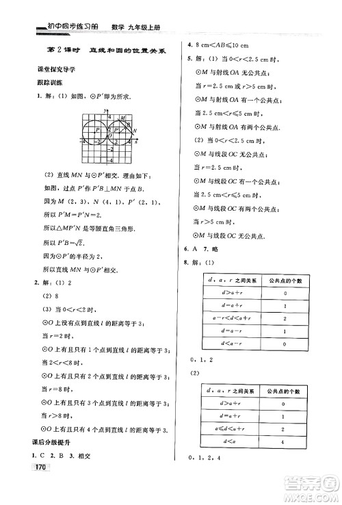 人民教育出版社2024秋初中同步练习册九年级数学上册人教版答案