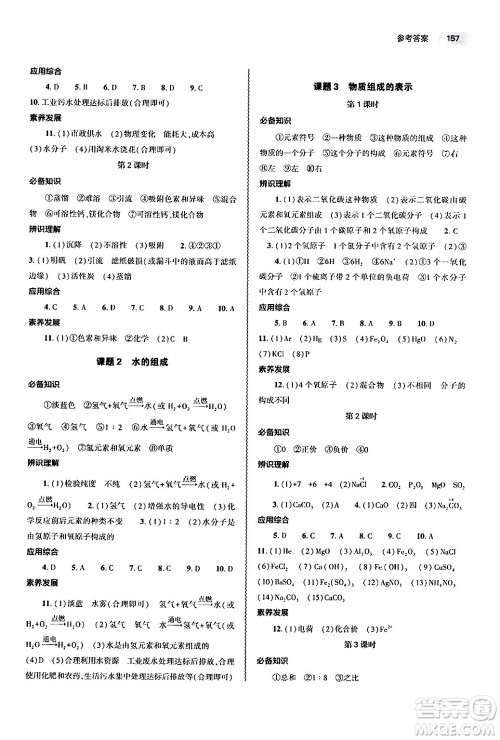 大象出版社2024秋初中同步练习册九年级化学上册人教版山东专版答案