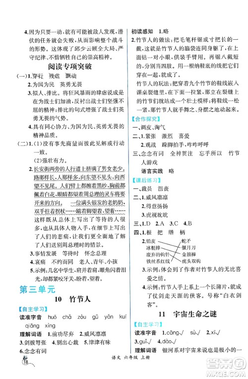 人民教育出版社2024年秋人教金学典同步练习册同步解析与测评六年级语文上册人教版云南专版答案 人民教育出版社2024年秋人教金学典同步练习册同步解析与测评六年级语文上册人教版云南专版答案