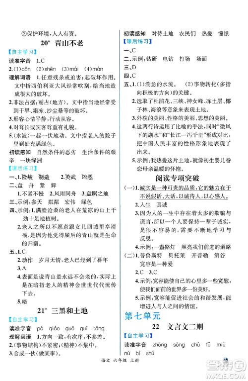人民教育出版社2024年秋人教金学典同步练习册同步解析与测评六年级语文上册人教版云南专版答案 人民教育出版社2024年秋人教金学典同步练习册同步解析与测评六年级语文上册人教版云南专版答案