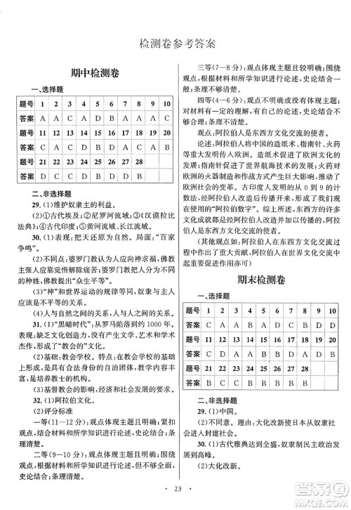 北京师范大学出版社2024年秋初中同步测控优化设计九年级历史上册福建专版答案