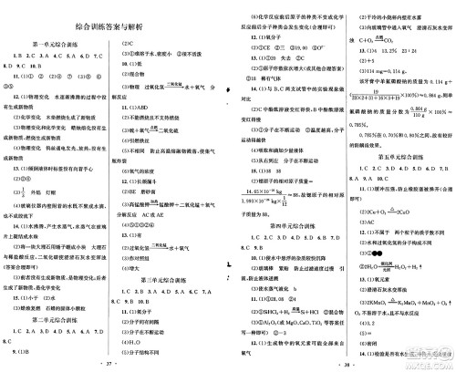 人民教育出版社2024年秋初中同步测控优化设计九年级化学上册人教版福建专版答案